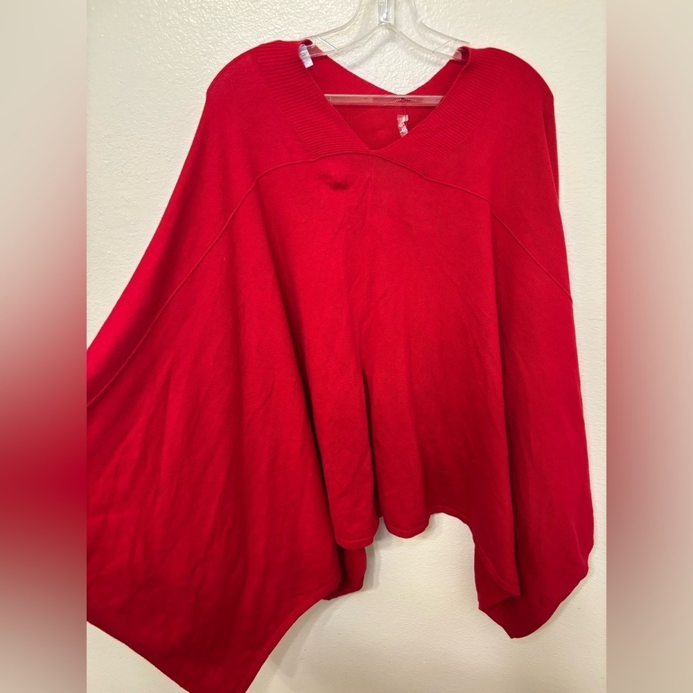 Chico's Vibrant Red Knit bold statement  poncho